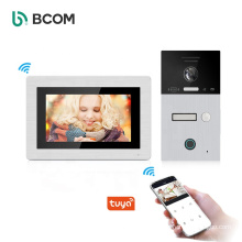 Bcom touchless access control intercom system doorphone kit CAT5/6E ip infrared 7 inch hd video door phone for apartament